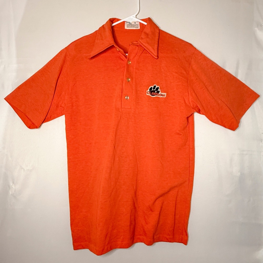 Vintage 1980s Chalk Line Clemson Tigers Polo Shirt Mens M Orange NCAA